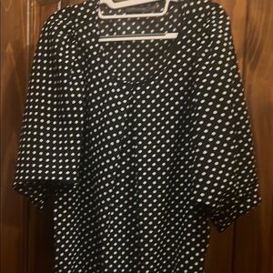 Chic Navy and White Polka Dot Blouse